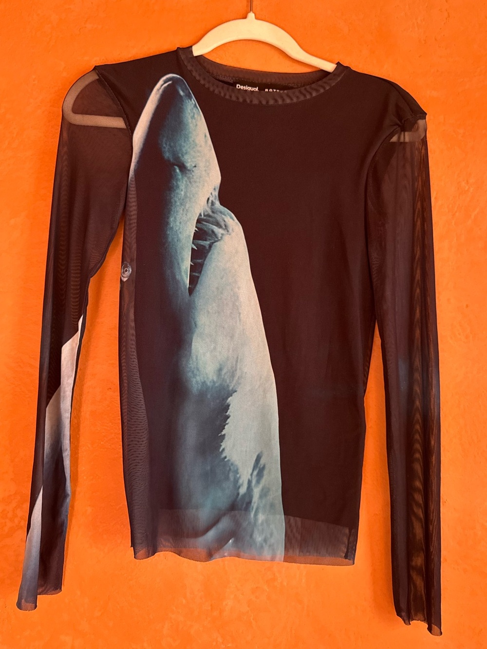 Desigual x BOTTER Shark Mesh Long Sleeve Top Black XS Designer Collaboration